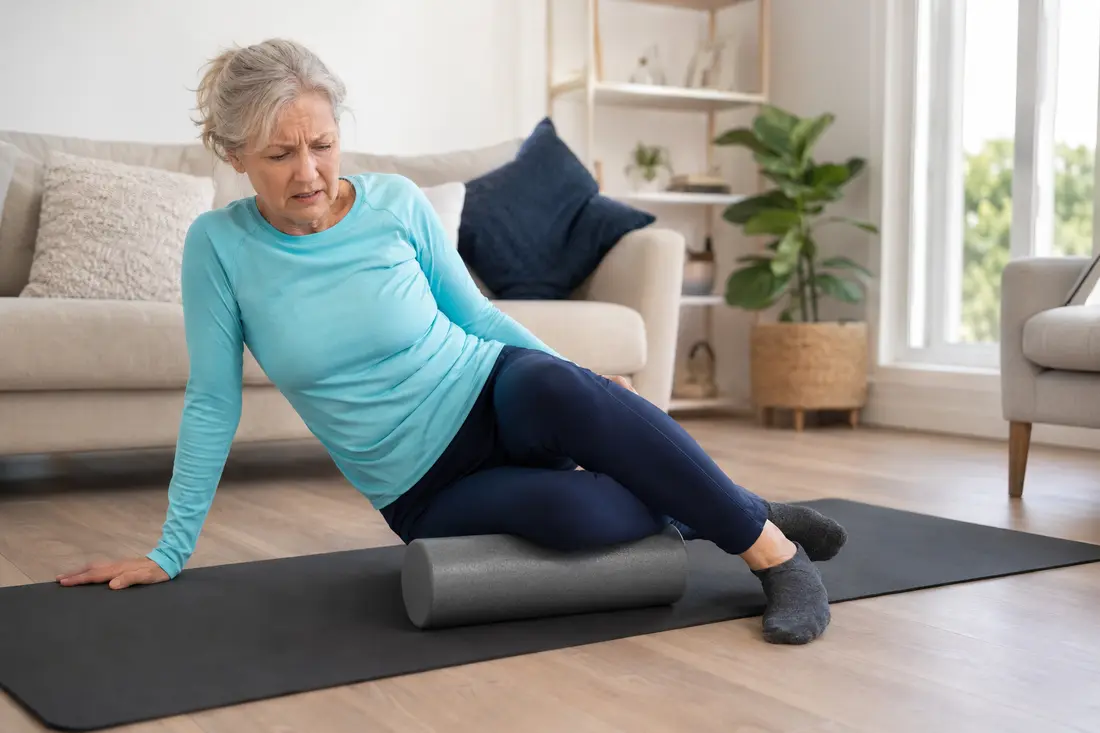 Woman finding a foam roller takes more effort than it gives back